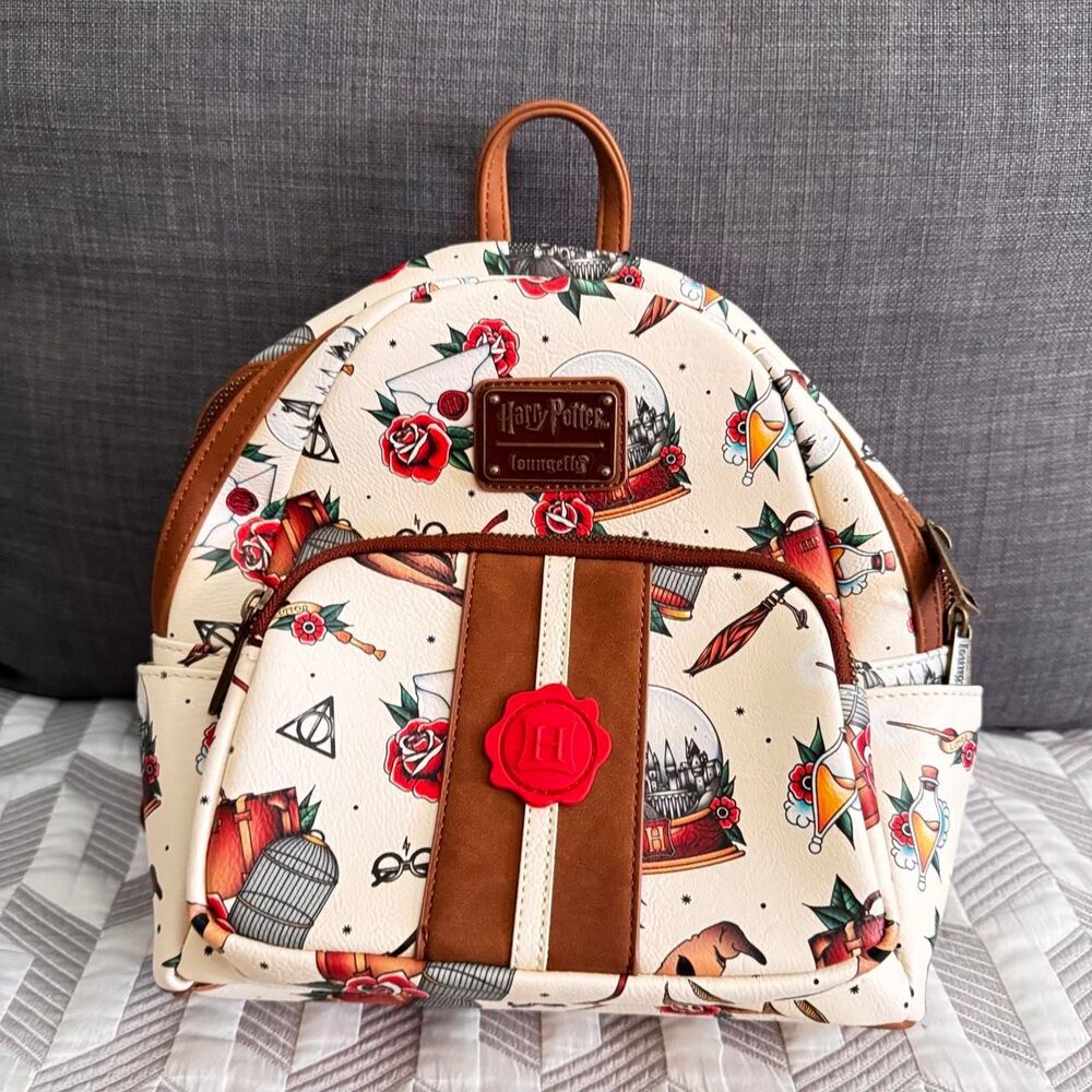 Harry Potter Cream and Brown Loungefly Mini Backpack